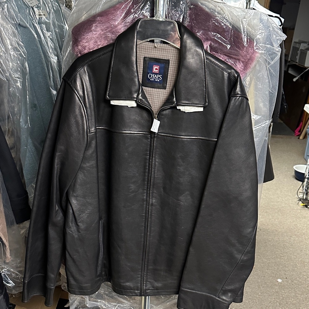 Chaps Dark Leather Jacket